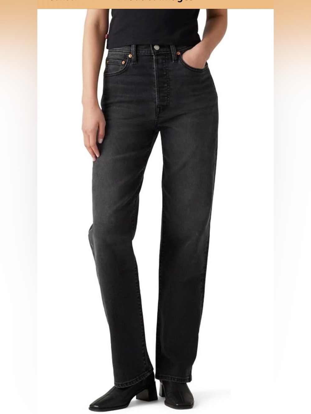 Levi's Women's Ribcage Straight Full Length Jeans — Black Wash